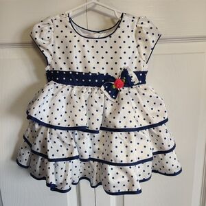 Girls 18m formal dress jona Michelle navy polka dot ruffle with diaper cover